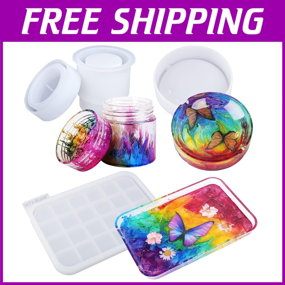 Durable Resin Casting Molds with Rolling Tray and Jar Kit for Crafters