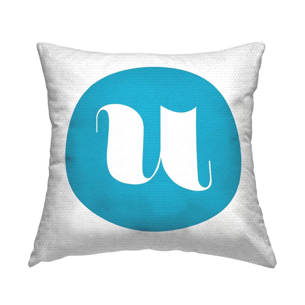 Blue Outdoor Initial Printed Pillow 18x18 with UV Resistance and Durability