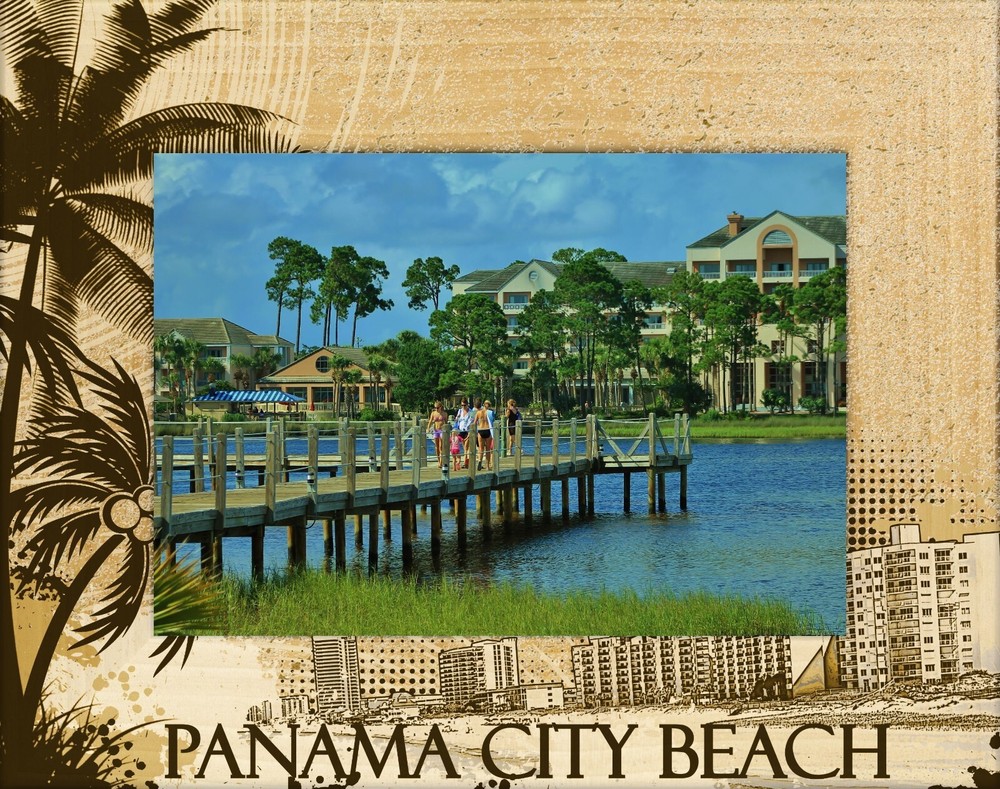 Panama City Beach Florida Laser Engraved Wood Picture Frame Landscape (4 x 6)