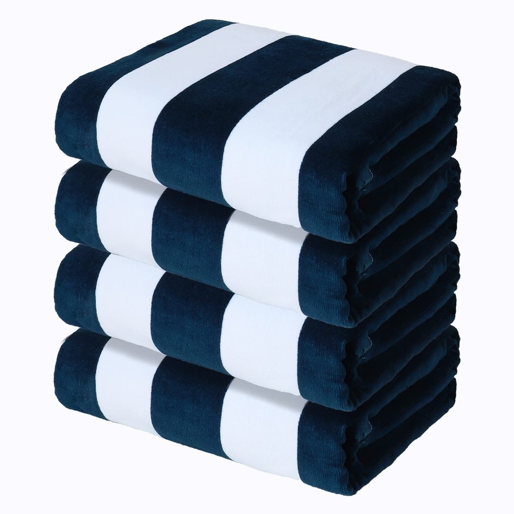 Best Mezcla 4-Pack Oversized 35x70 Cotton Cabana Beach Towels Soft Thick Striped