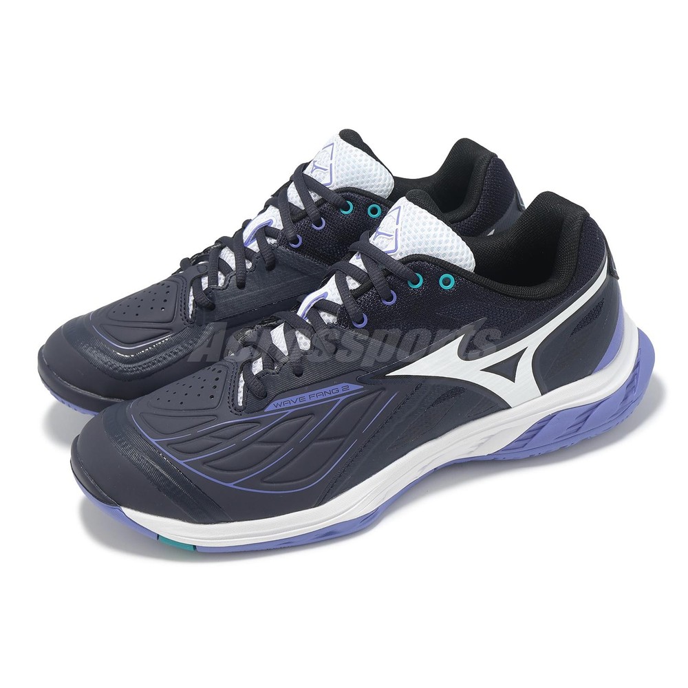 Mizuno Wave Fang 2 Wide Navy Black White Men Badminton Sports Shoes 71GA2313-46