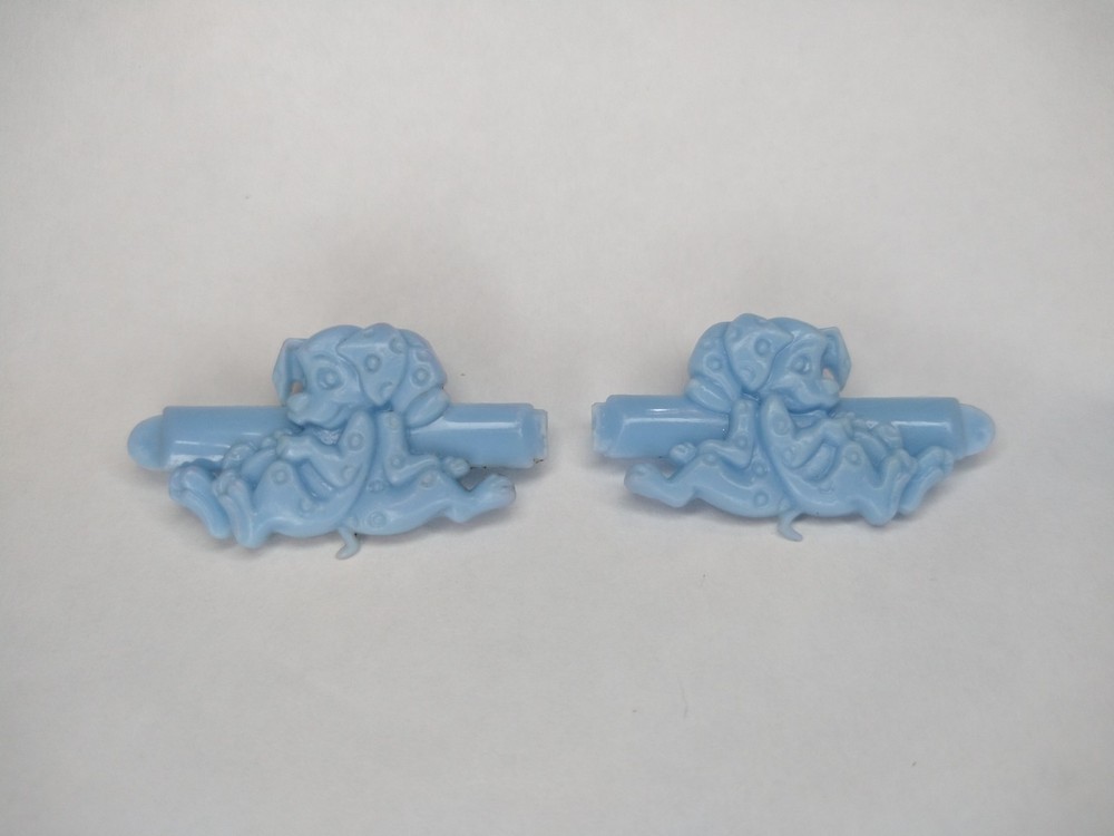 Vintage Goody Set Of 2 Light Blue Dogs Snap Tight Barrette Hair Clip 1970s 1980s