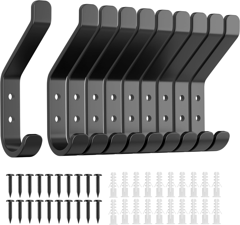 10-Pack Heavy Duty Stainless Steel Wall Hooks for Towels Hats Coats 20LB Capacity