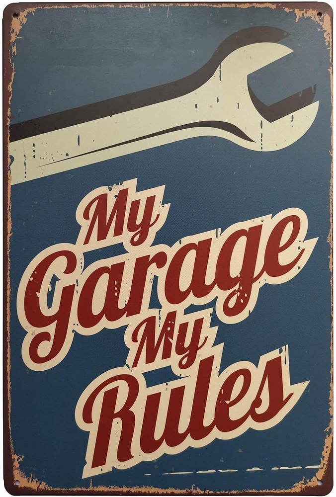 ERLOOD My Garage My Rules Retro Vintage Decor Wall Plaque Poster For Dad Metal T