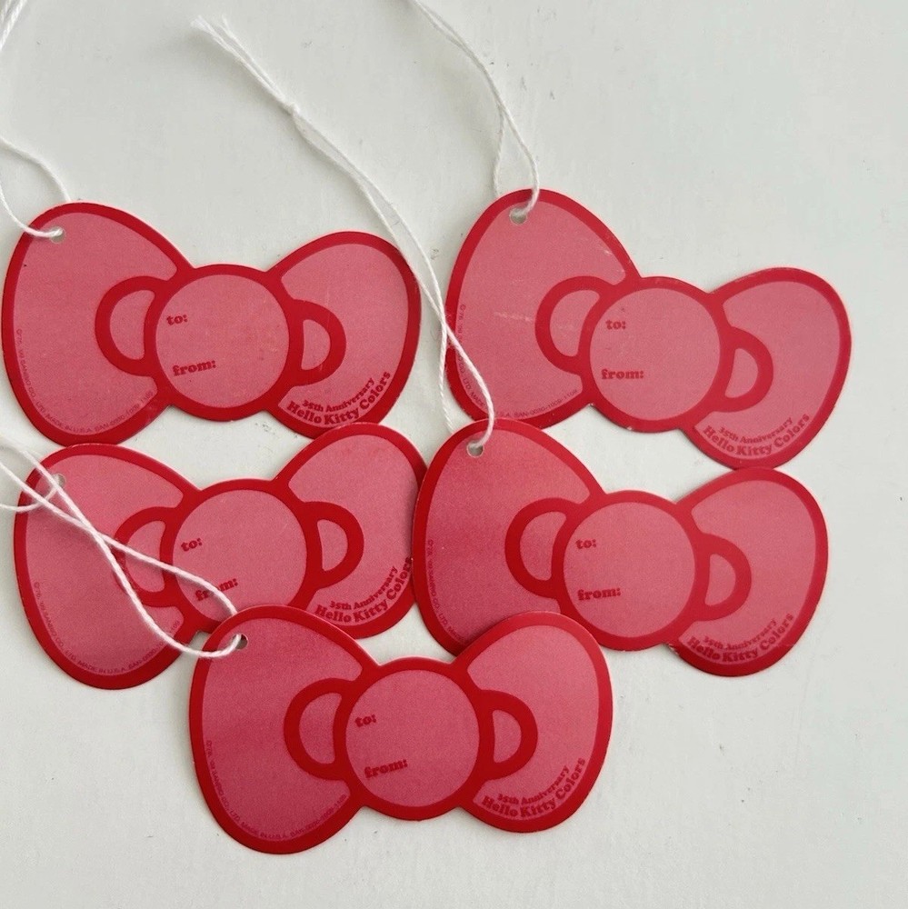 Hello Kitty Red Bow Gift Tags 5 Pcs 35th Anniversary Sanrio 2009