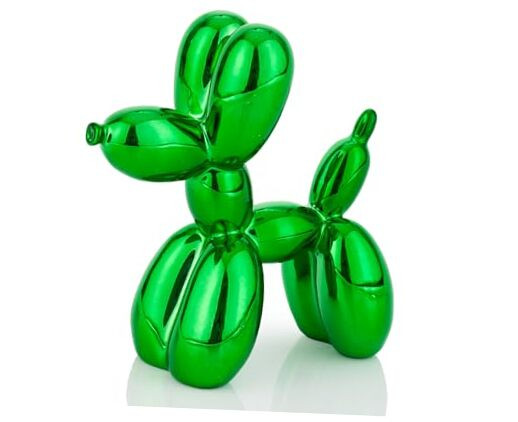 Shiny Balloon Dog Statue Decor, 4 inch Electroplate Green Balloon Dog Animal