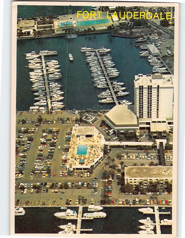Postcard Aerial View Bahia Mar Yacht Basin Fort Lauderdale Florida USA