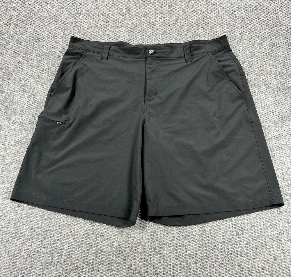 Columbia PFG Shorts Men 40 Black Omnishade Fishing Nylon Lined 10” Inseam