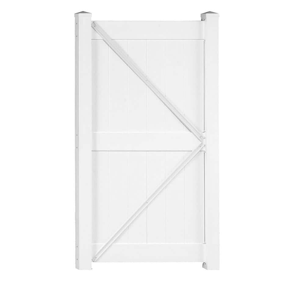 White Vinyl Privacy Fence Gate Kit 3.7ft Wide x 6ft Tall - Augusta