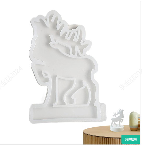 Christmas Elk Silicone Mold Reindeer Candlestick Mold Resin Cement Plaster T7N7
