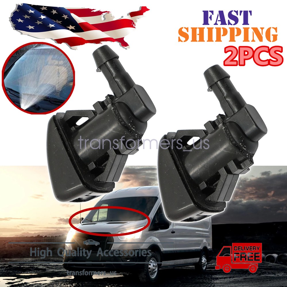 2PCS NEW For 2015-2020 Ford Transit Windshield Wiper Washer Nozzle Spray Jet
