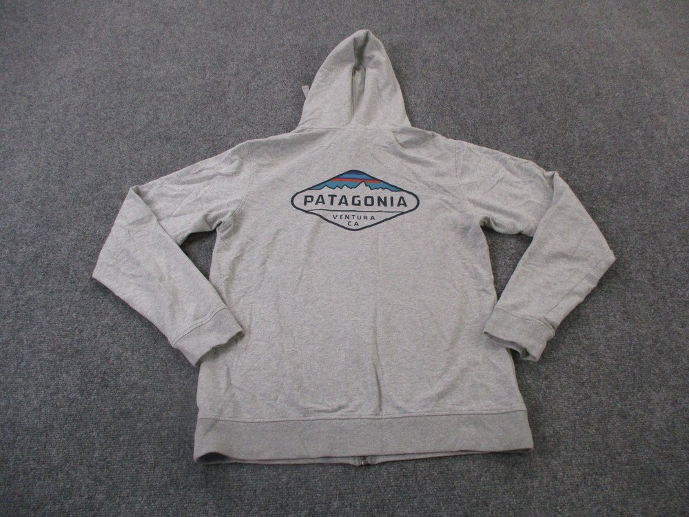 Patagonia Jacket Mens M Gray Organic Cotton Hoodie Casual Lightweight Logo