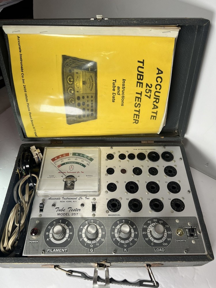 Accurate Instrument Co Tube Tester Model 257 with Power and Manual  -image