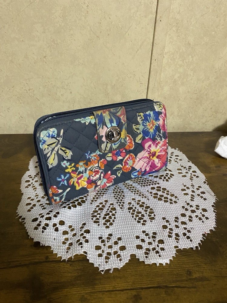 Vera Bradley Zip Around Wallet RFID Cotton Floral Women’s