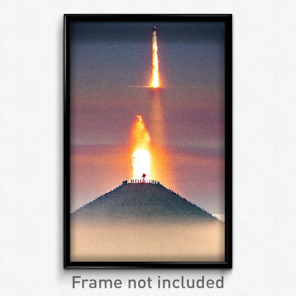8 Bit Psychedelic Pixel Art Poster - Monumental Downs Trippy Video Game Print