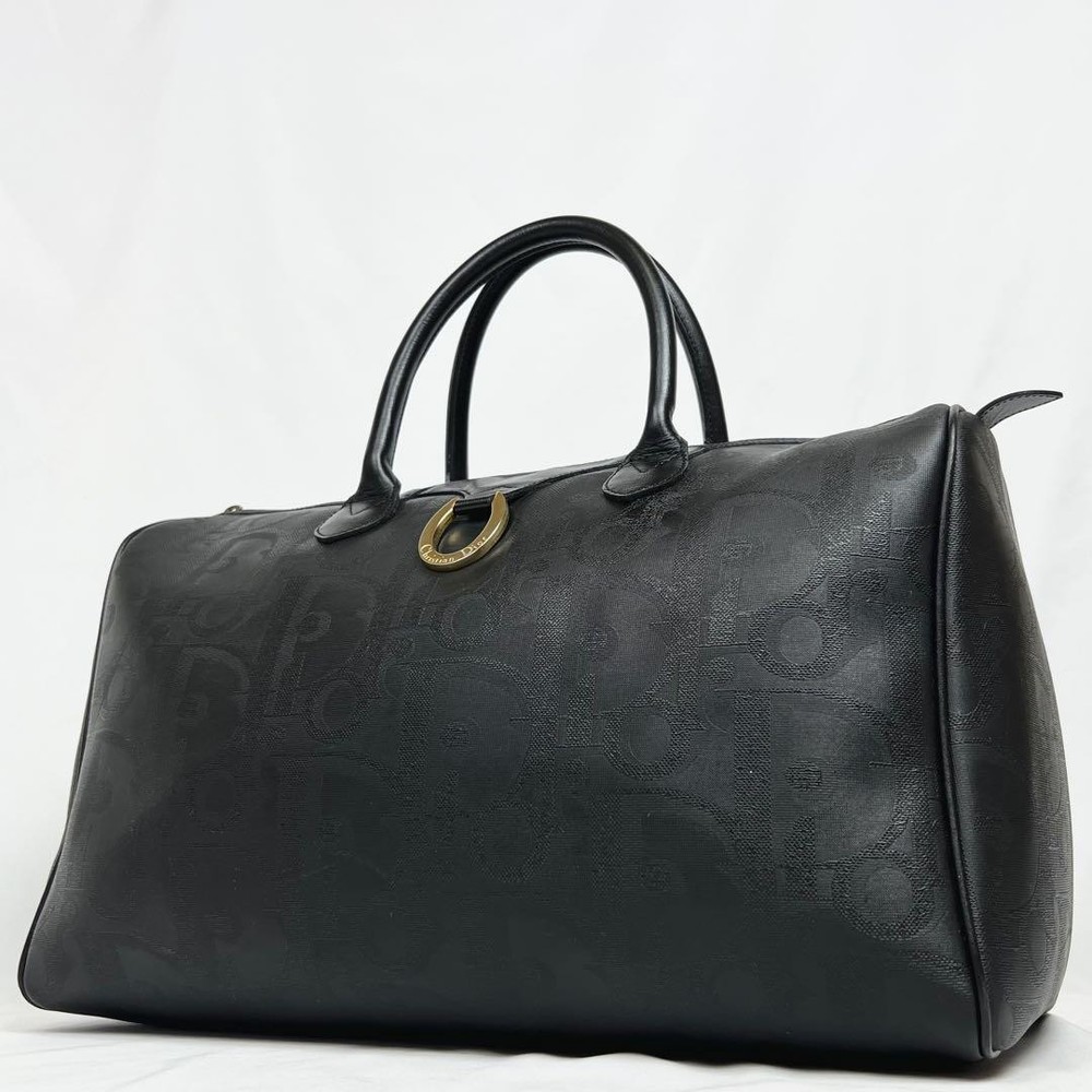 Christian Dior Leather Boston Bag Trotter Gold Hardware Used