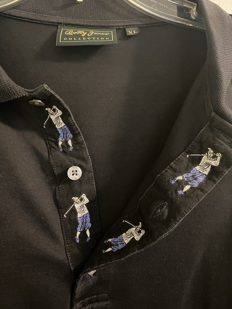 Bobby Jones Polo Shirt Men’s XL Black Embroidered Golf