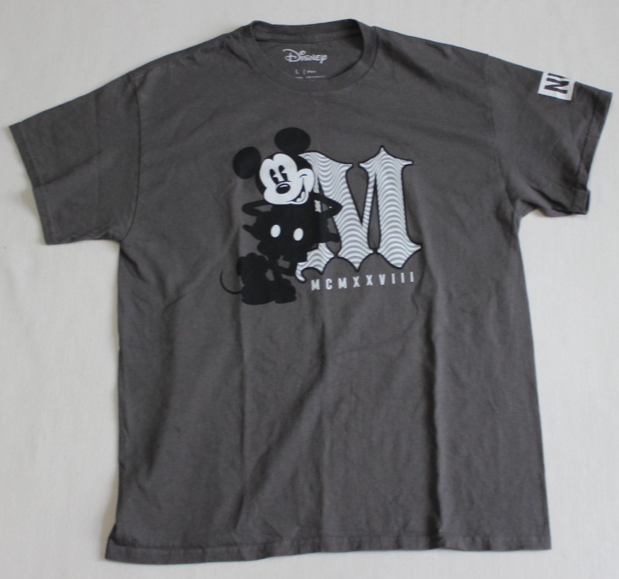 Disney Collection by Neff T-Shirt Men's Size L Gray Mickey Mouse Logo Cotton