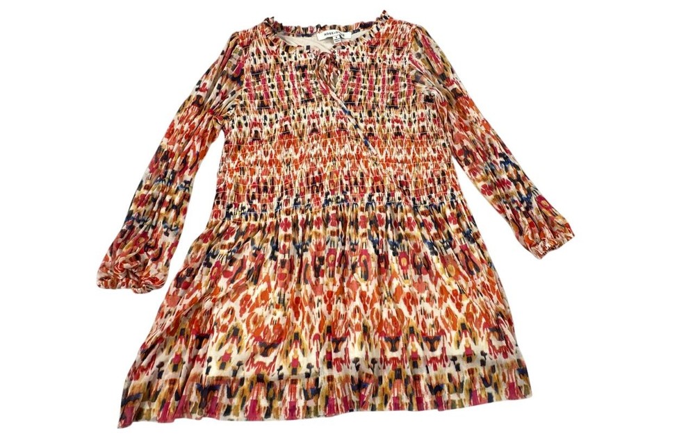 Rose & Olive Abstract Multicolor Sheer Tunic Boho Blouse. Women's - Size S