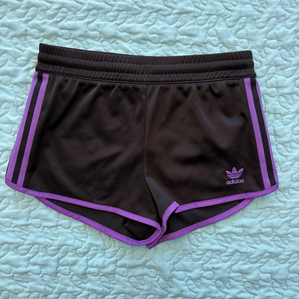 VTG Adidas Dolphin Shorts Purple And Black Women’s Size XS Athletic Disco