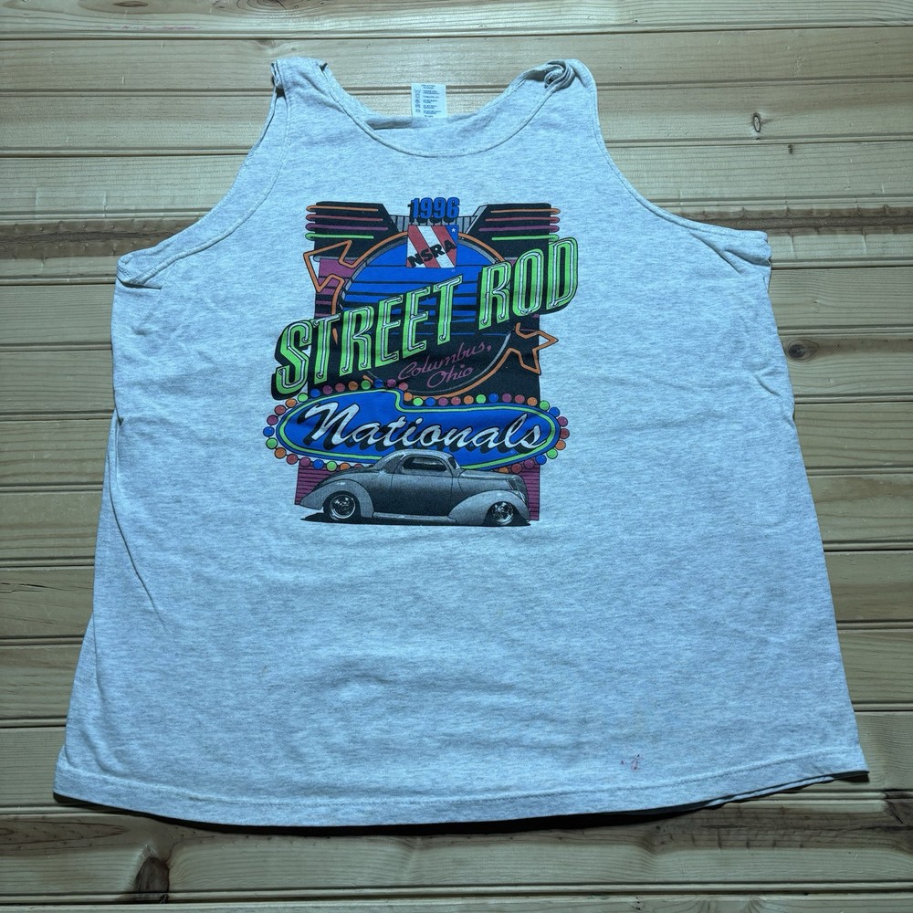 Vintage 90s NSRA Street Rod Columbus Ohio Nationals 1996 Tank Top Shirt Size XL
