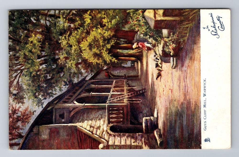 Warwick-England, Guys Cliff Mill, Antique Vintage Souvenir Postcard