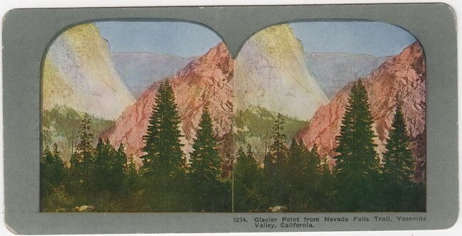 Glacier Point From Nevada Falls Trail, Yosemite Valley, Cal. # 1214 Stereoview
