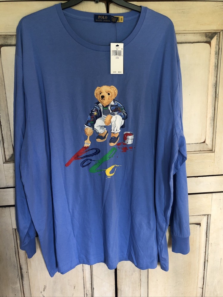 Polo Ralph Lauren Big & Tall 3XB Men's Blue Polo Bear Graphic Crew-Neck NEW!