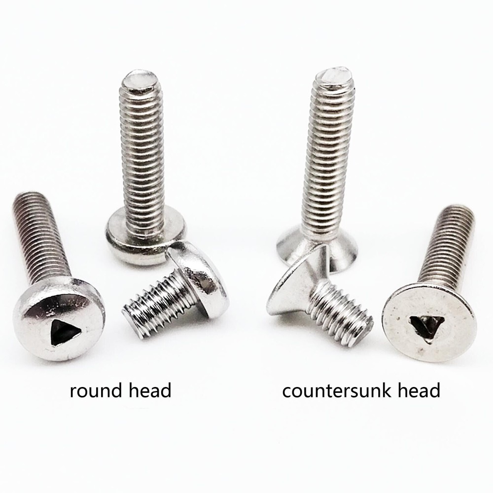 10pc M2M3M4 304 Stainless Steel Triangle Socket Slotted Head Security Screw Bolt
