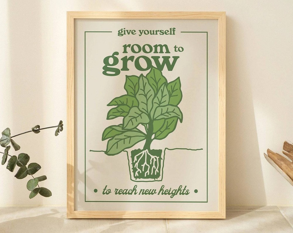 Framed Boho Botanical Print Aesthetic Poster Floral Wall Art Retro Wall Decor