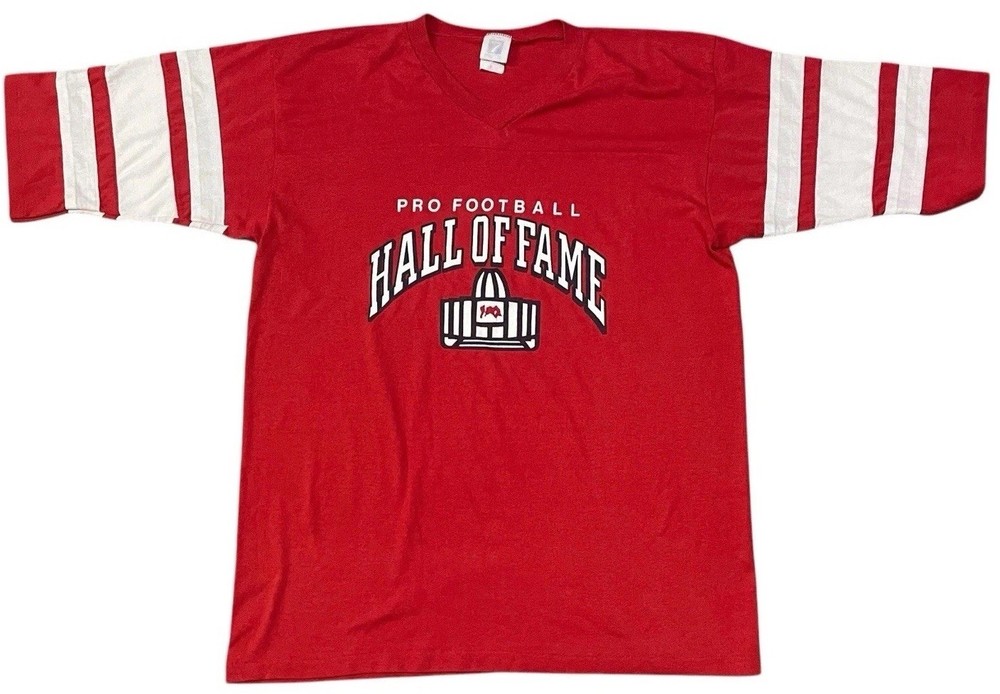 NFL Jersey Raglan T-Shirt Men L Red Pro Football Hall Of Fame VTG Single Stitch