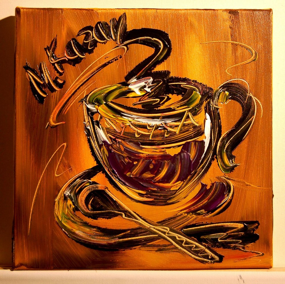 ESPRESSO  MARK KAZAV - ORIGINAL OIL PAINTING ABSTRACT MODERN ART  T5hB5hg5y6H5