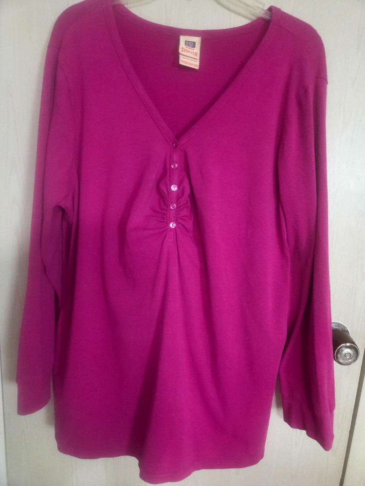 Faded Glory Cranberry Long Sleeved Knit Top Size 4X   #8