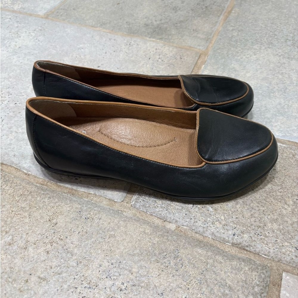 Dansko Nastacia Nappa Leather Slip on Flats Loafer Size 37 (6.5/7) Black