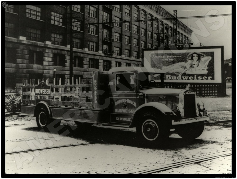 Mack Trucks AC New Metal Sign: 1935 Model BG Budweiser Beer Stake Bed Delivery