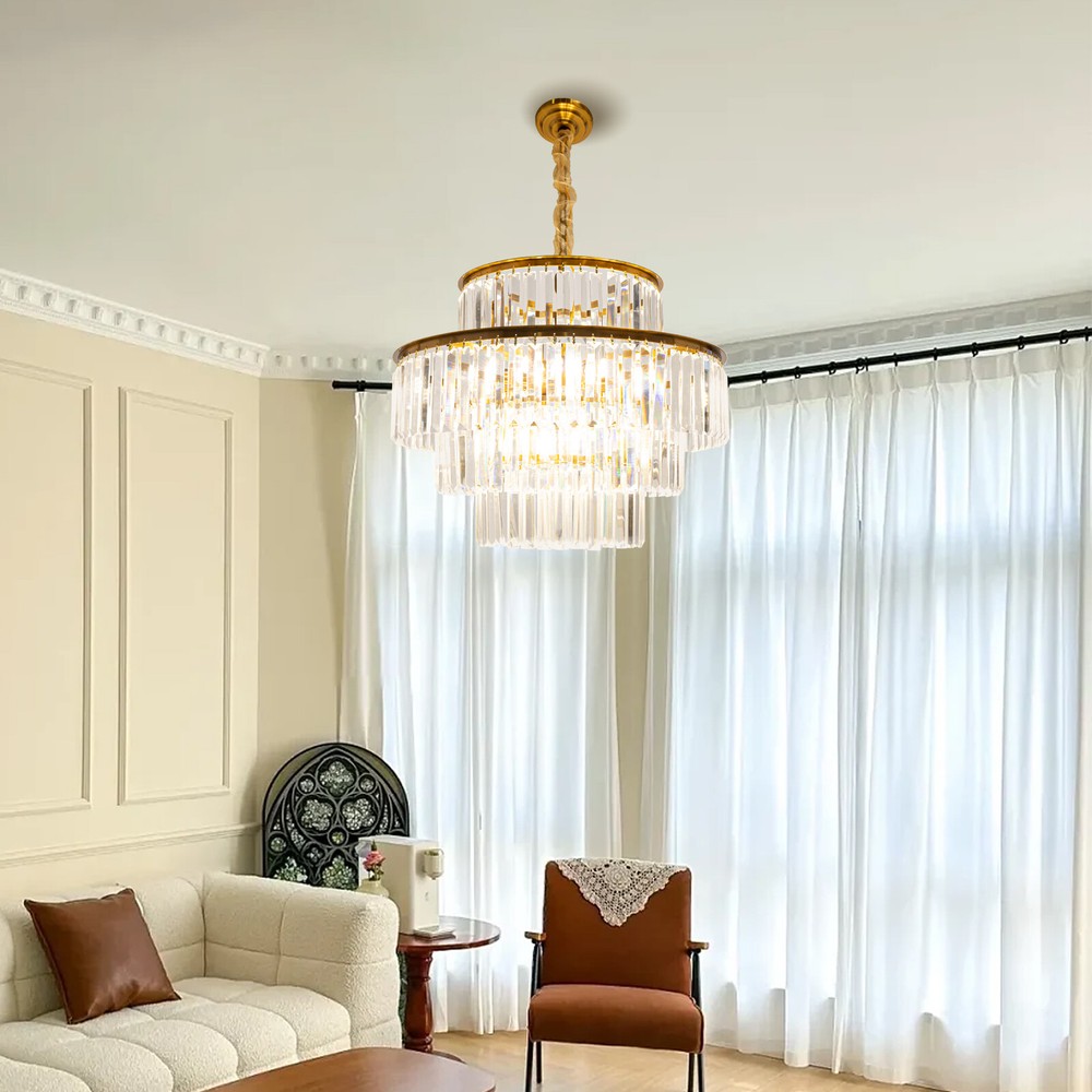 Crystal Chandelier Luxury LED Pendant Lamp Ceiling Lighting Fixture Living Room
