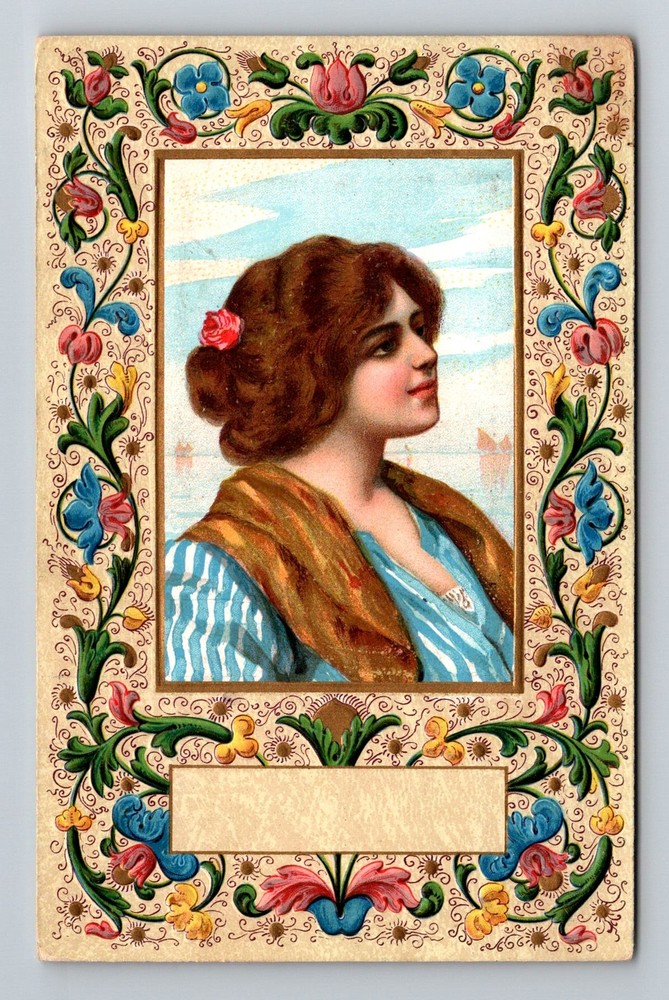 Italy- Portraint Of Young Woman Souvenir Postal Old Card View Vintage Postcard