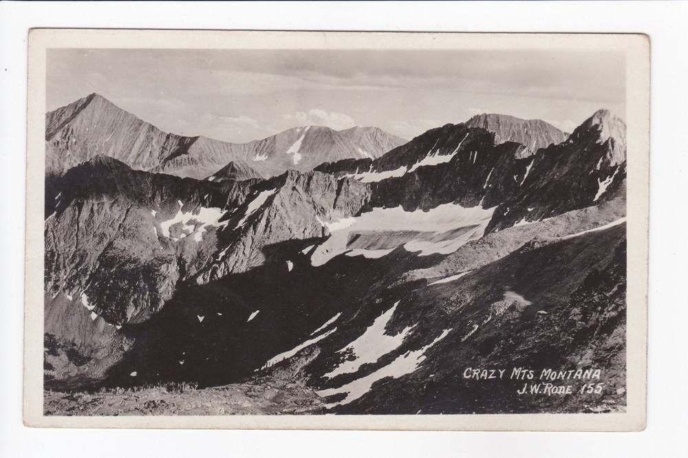 Crazy Mountains In Montana Snow RPPC Real Photo Postcard