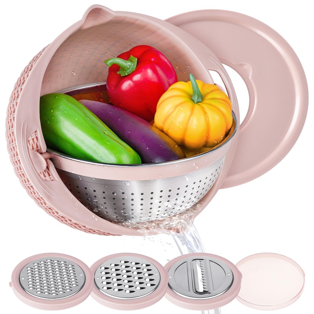 4-in-1 Colander and Mixing Bowl Set for Efficient Kitchen Food Straining