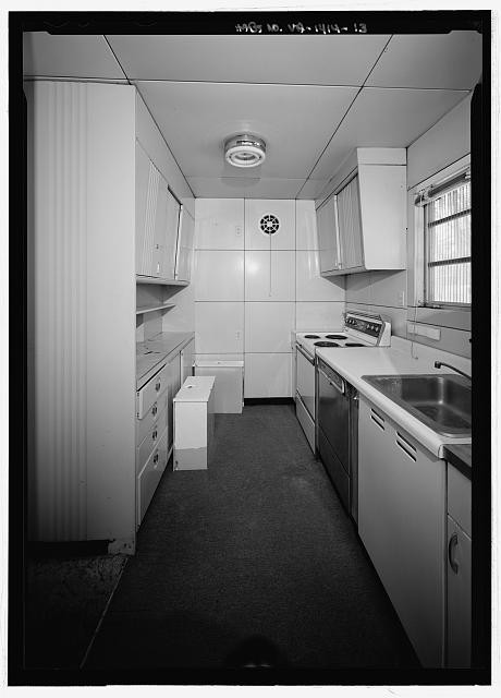 Interior view, kitchen looking west - 5201 12th Street, South Lustron House,