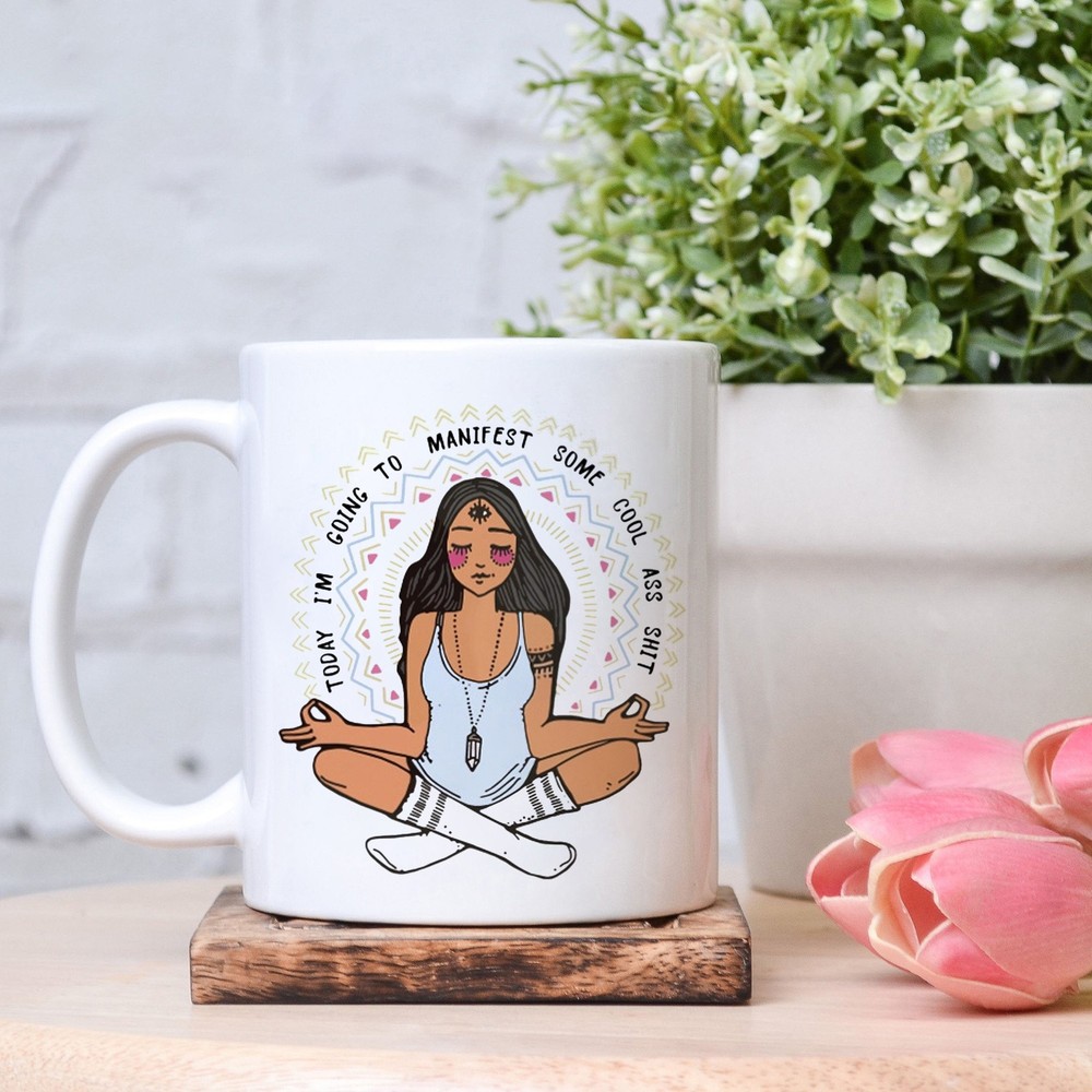 Manifest Yoga Mug Hippie Love Coffee Cup Sassy Yoga Gift