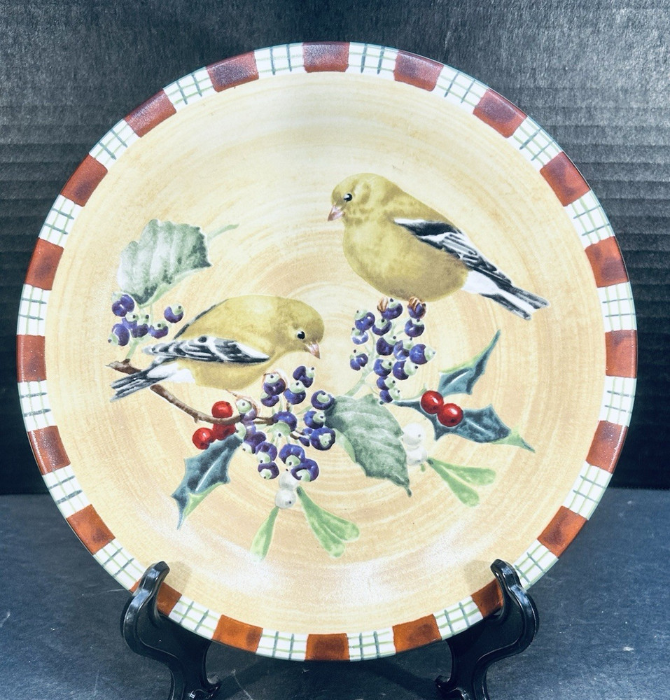 Lenox Winter Greetings Everyday Salad Plate Goldfinch Catherine McClung  8.5