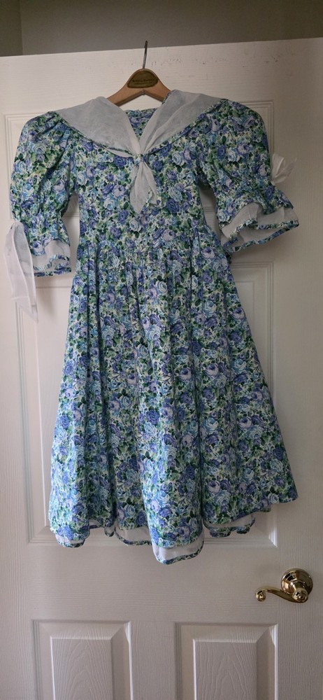 Storybook Heirlooms Vintage  Girl Prairie Blue Floral Dress Whimsical 6x