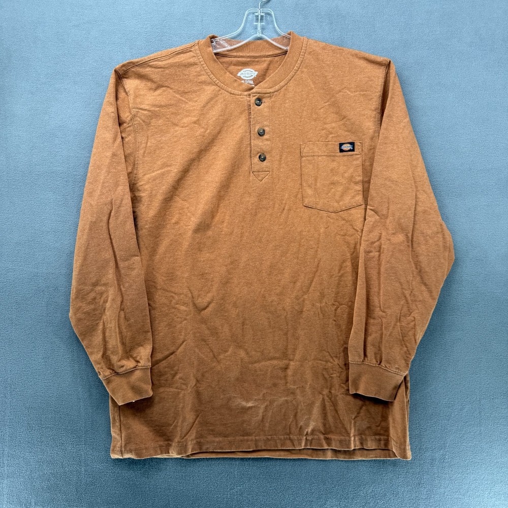 Dickies T-Shirt Mens XLT Heather Orange Long Sleeve Henley Neck Tee