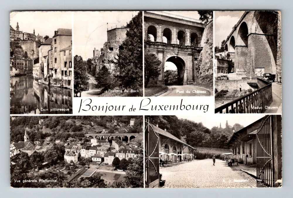 Luxembourg- Greetings City Historical Sites Old PC View Vintage c1958 Postcard