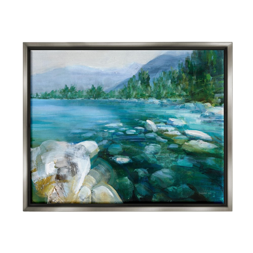 Rocky River Landscape Gray Framed Floater Canvas Art by Danhui Nai