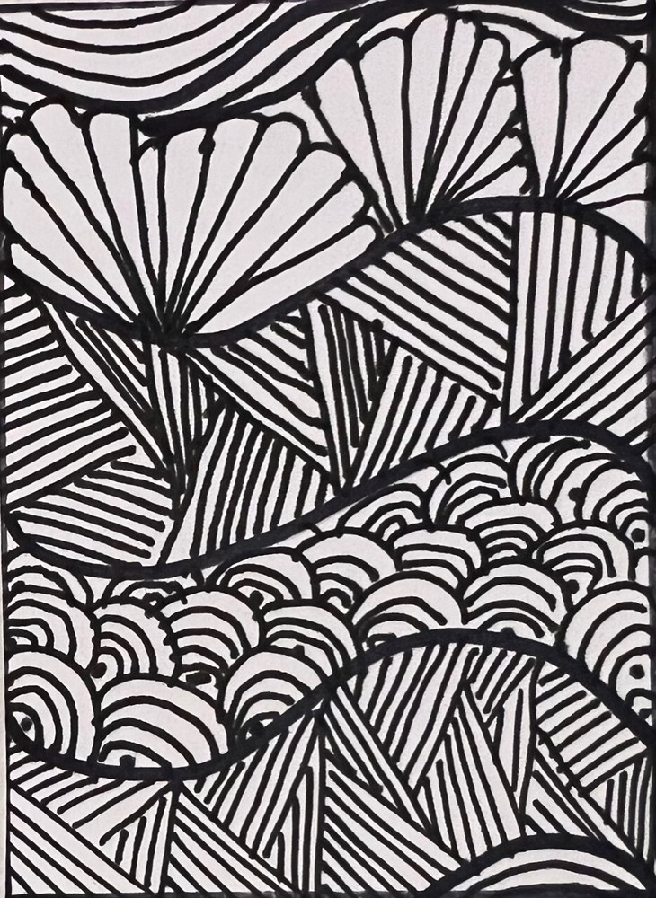 aceo OOAK original trading card  signed ink b&w zentangle 