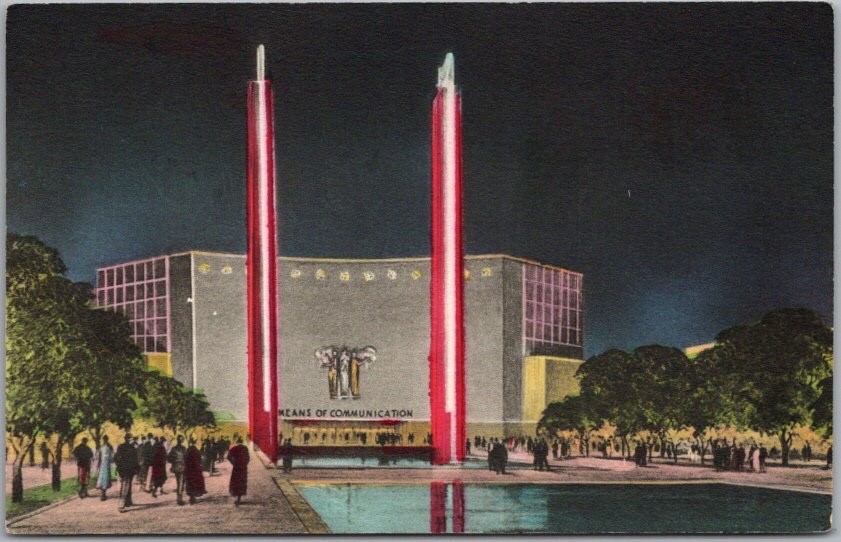 1939 New York World's Fair Postcard Hall Communications Albertype Hand-Colored