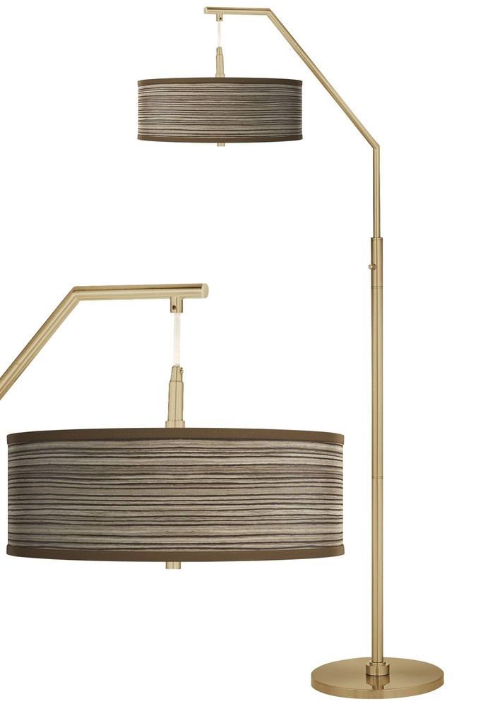 Cedar Zebrawood Giclee Warm Gold Arc Floor Lamp