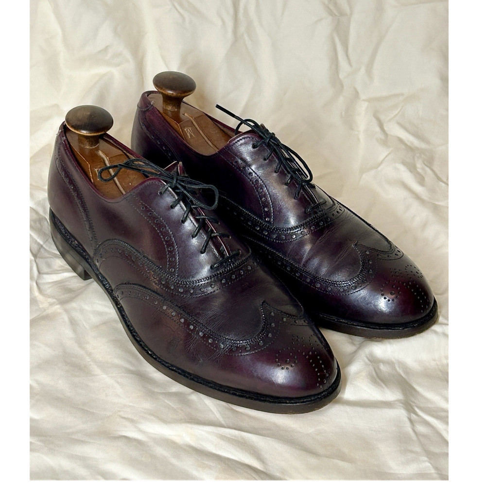 Allen Edmonds Chester Burgundy Leather Wingtip Oxford Men's Dress Shoes 8.5D
